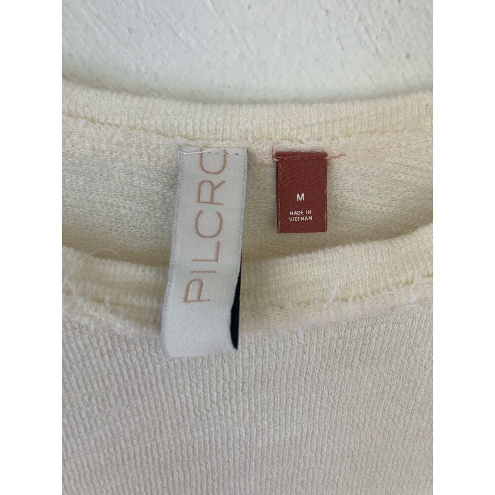 Anthropologie Pilco Elsa Ruffled Slub Knit Cotton Cream Top Sweater M - Picture 6 of 11